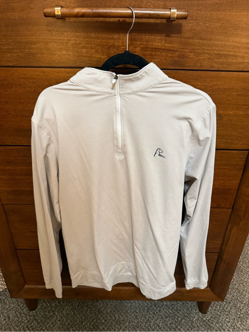 Rhoback Men's Light Beige Striped Quarter-Zip